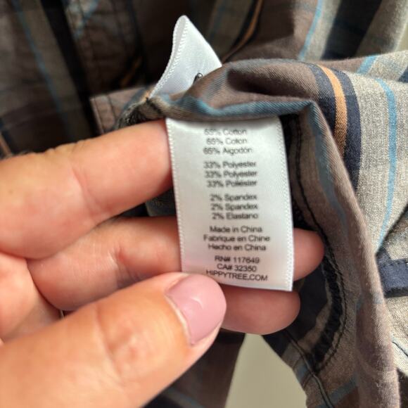 HippyTree Nomad Division Men's Brown Plaid Button Up Size Large - Picture 5 of 6